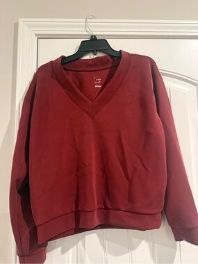 a new day Deep Red V-Neck Sweater